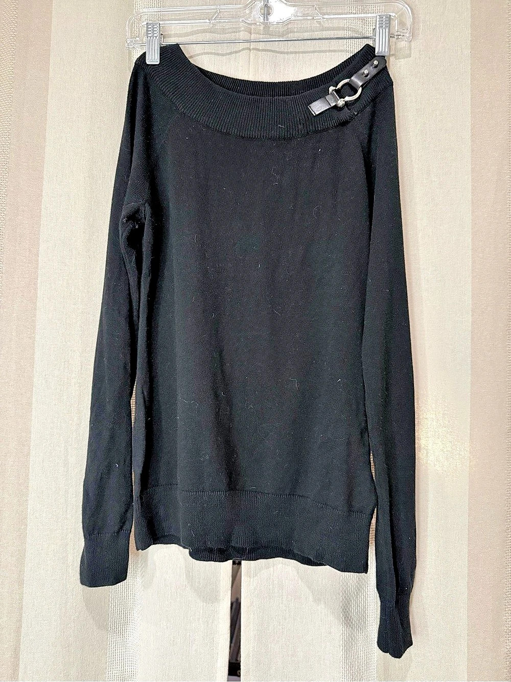 Lauren Ralph Lauren Buckle-Trim Cotton-Blend Sweater Black Sweater